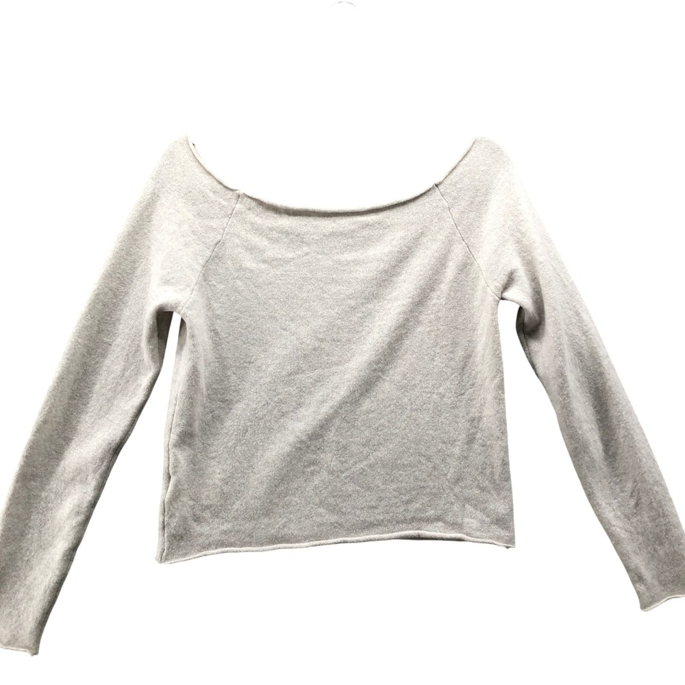 Brandy Melville Merino Wool Sweater Womens One Size Off Shoulder Boat Neck Beige